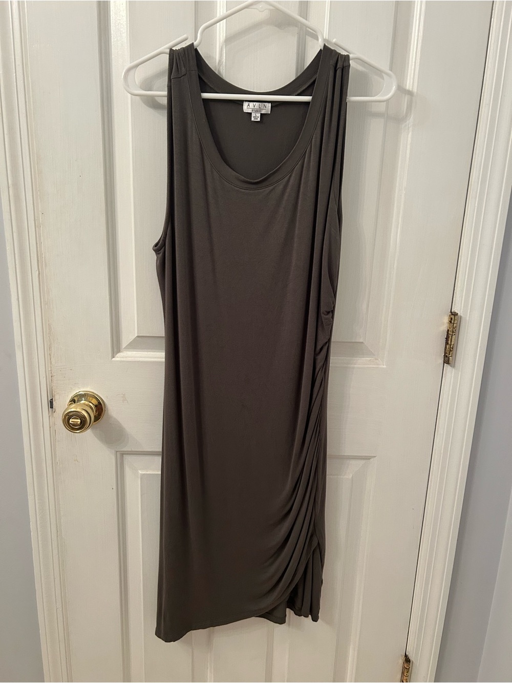 Sleeveless Midi Tank Dress in Charcoal Gray